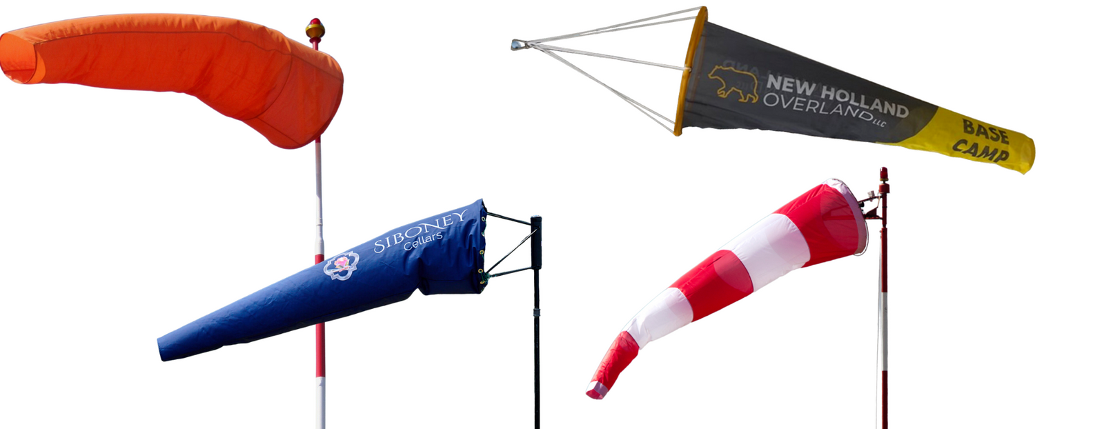 Different styles and kinds of windsocks