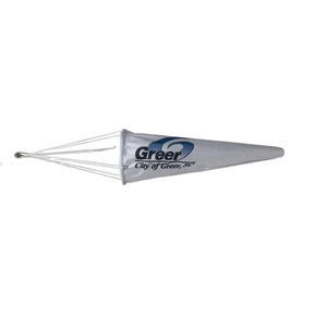 Custom printed golf pin flag windsock- great for charity gold tournaments and hole sponsors. full color printed lightweight golf windsocks