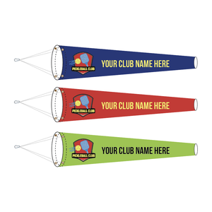 Personalized custom pickleball court windsock- print your custom club name and choose personalized colors for your pickleball court windsock flag