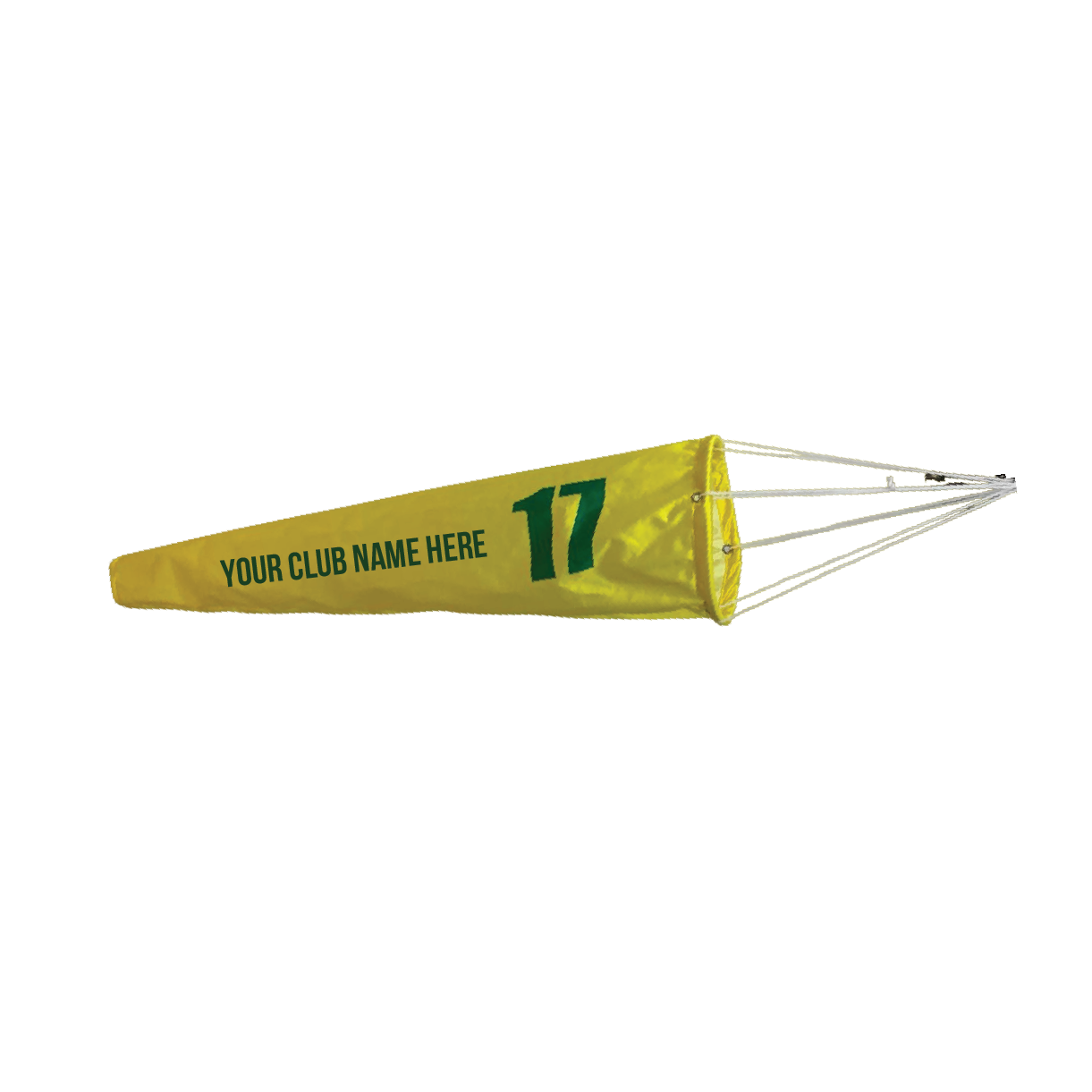 Print your club name on a custom golf pin windsock. custom printed golf flag windsock