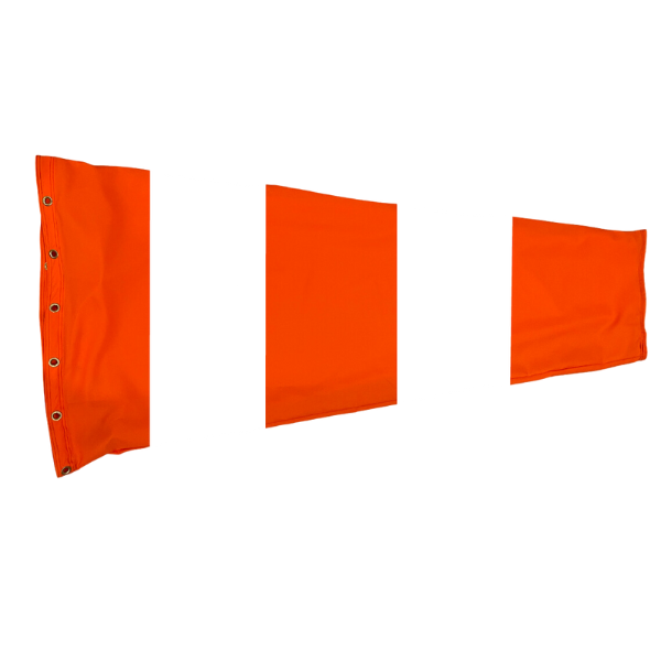 Variegated white and orange airport windsock