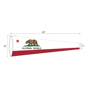 California flag heavy duty windsock with full color print. Fire and water resistant