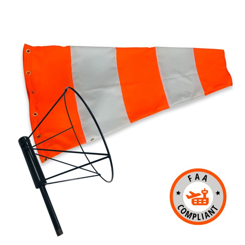 Airpot windsock kit with double ball bearing frame- heavy duty for air strips, runways, regional airports, heli pads and industrial use
