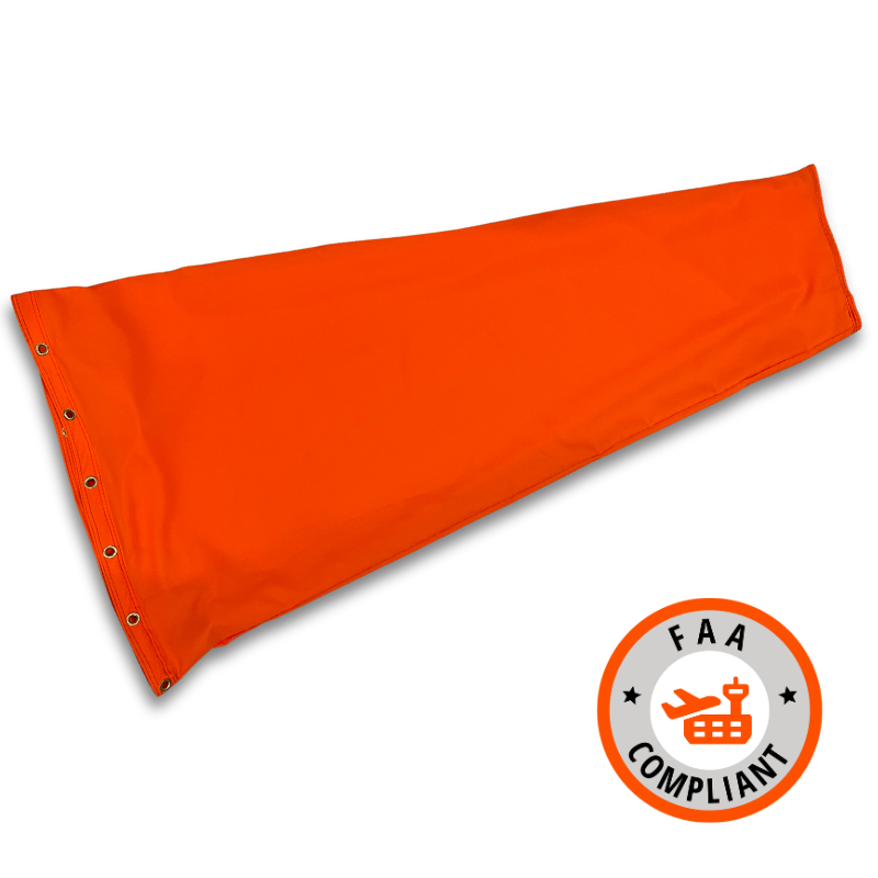 FAA compliant airport windsocks for aviation and industrial use. Heavy duty PU water proof fabric, UV fade resistant polyester for superior responsiveness and performance 