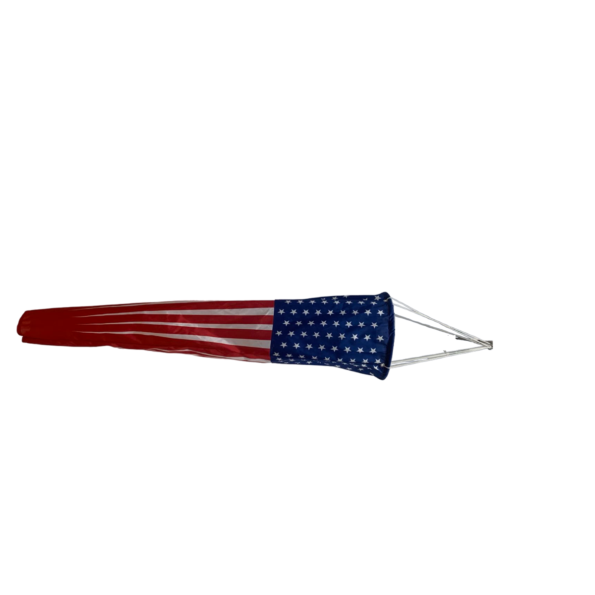 Printed American flag design windsock. Lightweight and perfect for homes, acreages, lakes and docks