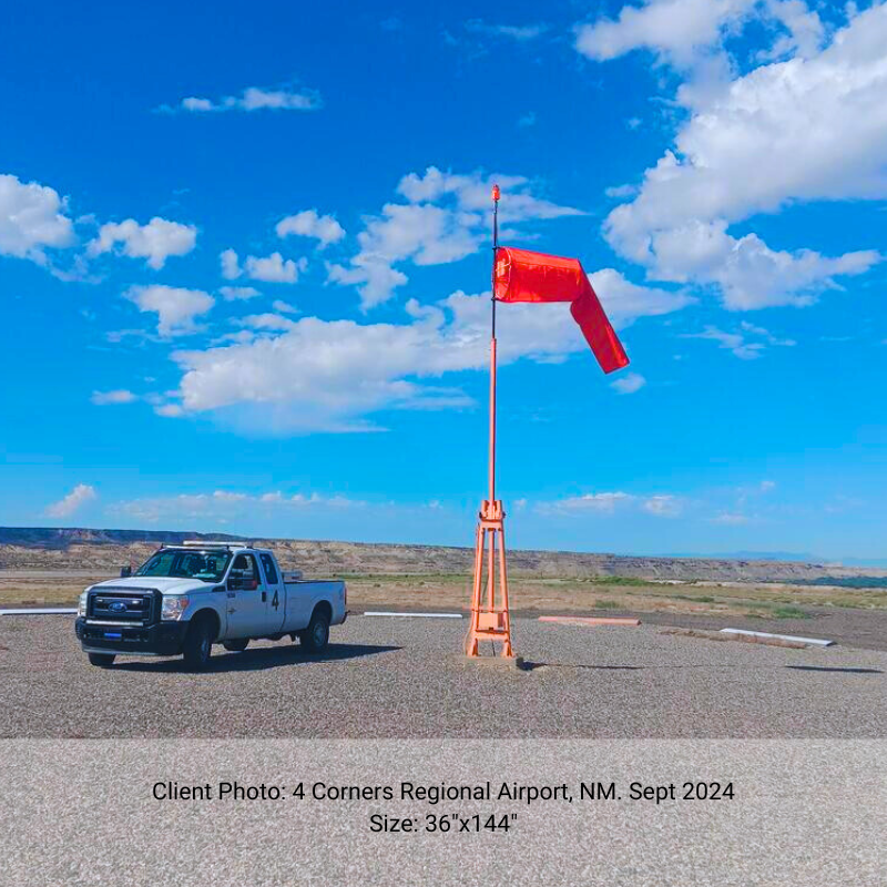 Orange airport windsock at regional airport - 36x144 - fluorescent orange for aviation use