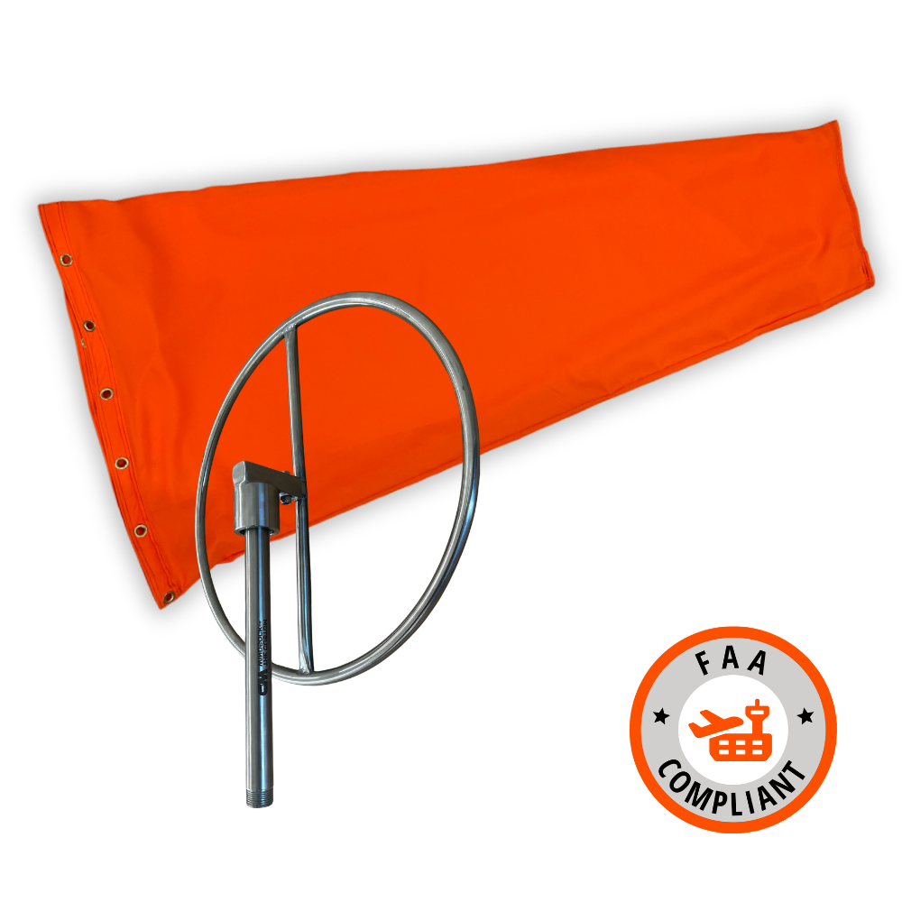 Airport orange  windsock kit complete with stainless steel frame