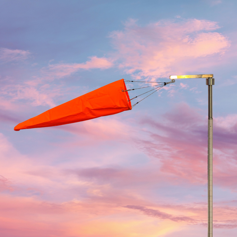 Heavy duty hanging windsock with stainless steel bridle harness