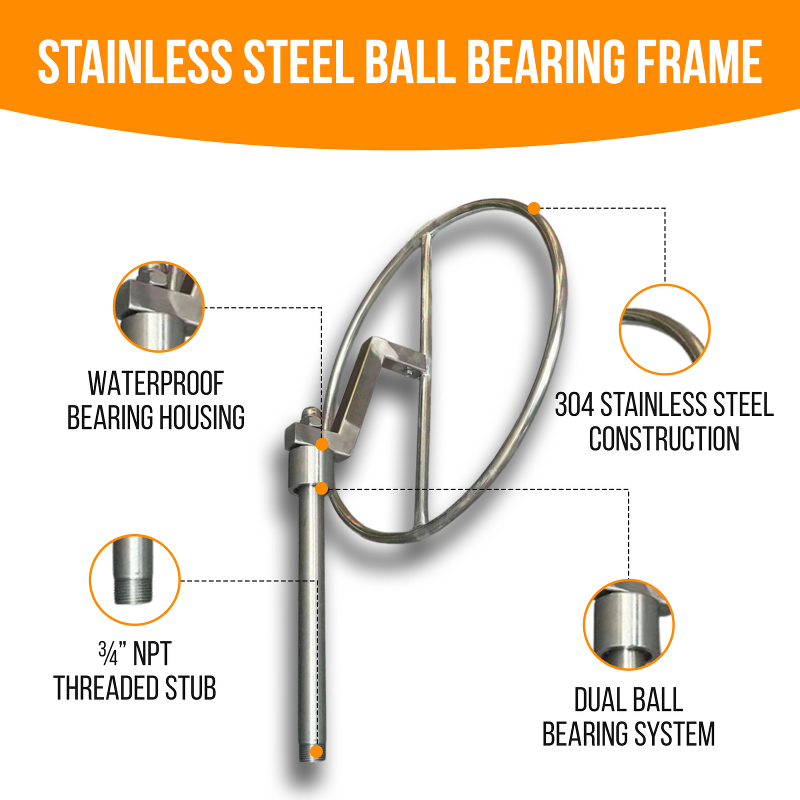 Heavy duty stainless steel windsock frame- rust proof - responsive - industrial strength