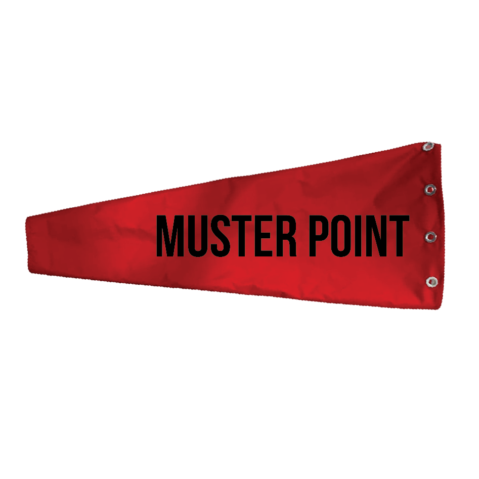 Muster point windsock for oil and gas, construction and industrial work sites for HSE and employee safety