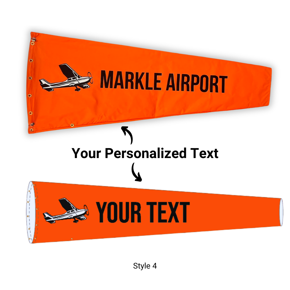 personalized airport windsocks for hangars, air strips and farms- custom aviation windsocks 