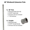 Extension pole for windsock frame 4'- galvanized steel- 3/4 NPT