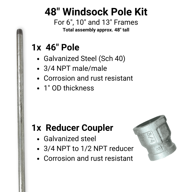 Windsock pole kit for the 6", 10" and 13" windsock frame 