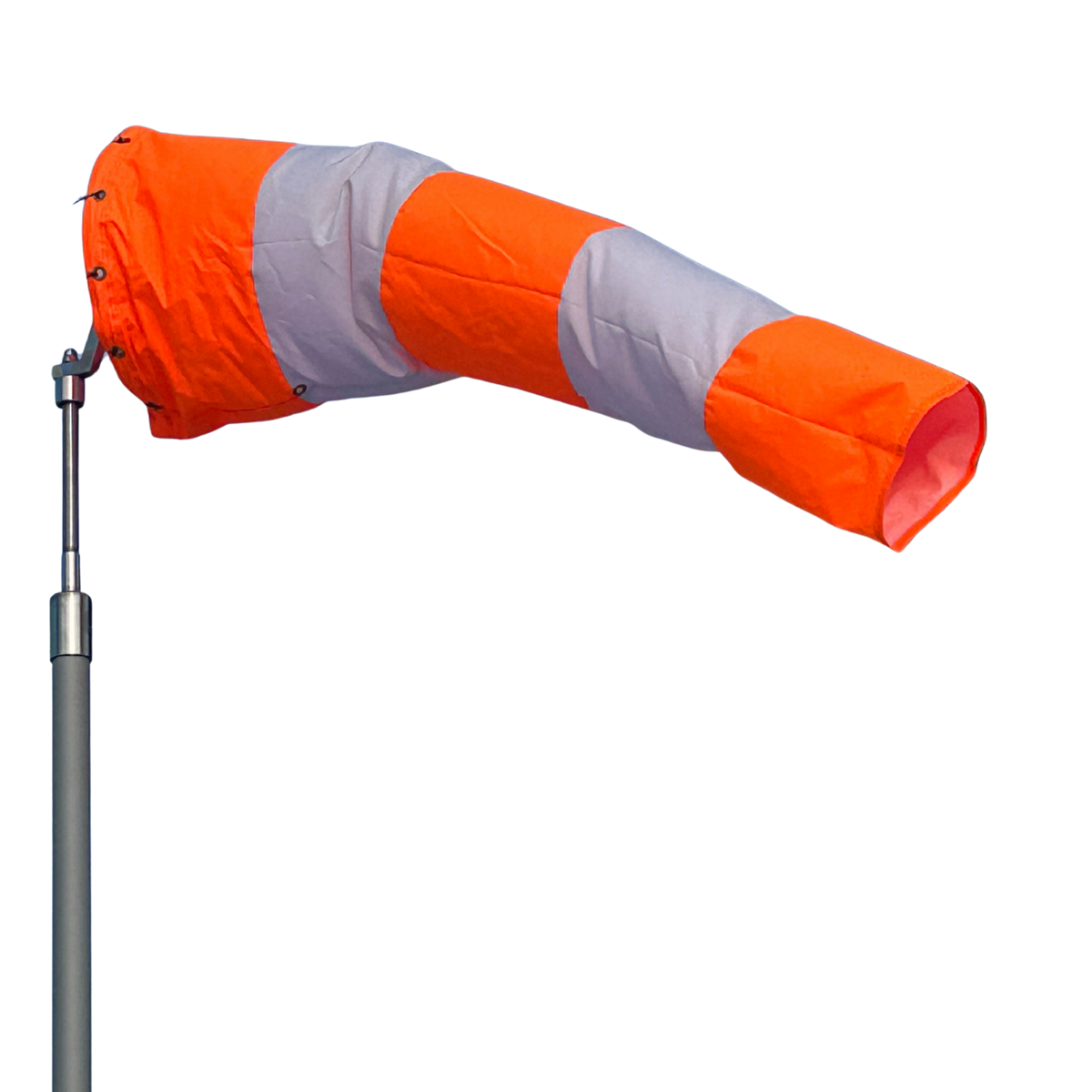 orange and white hi-vis aviation windsock for airports and heliports