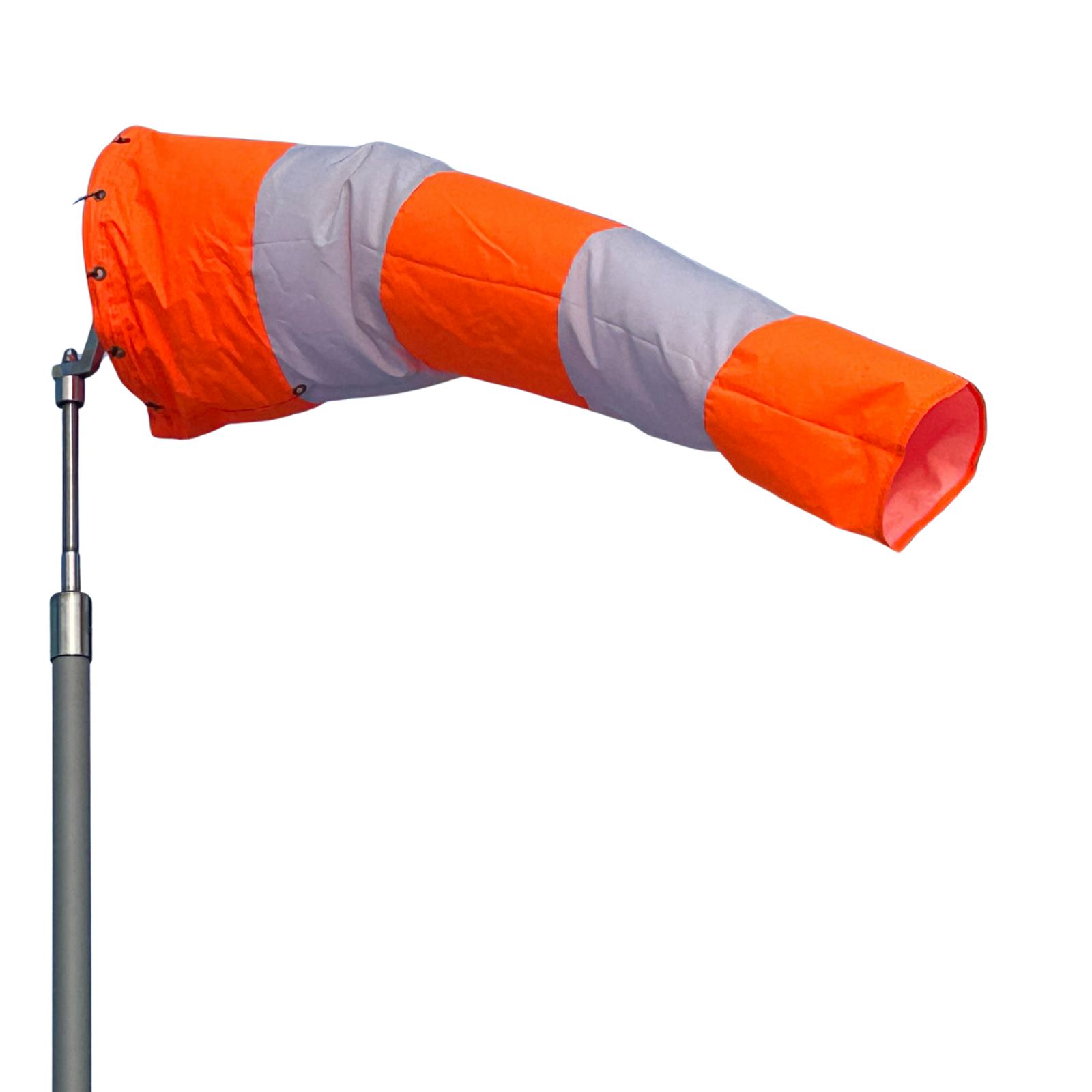orange and white hi-vis aviation windsock for airports and heliports