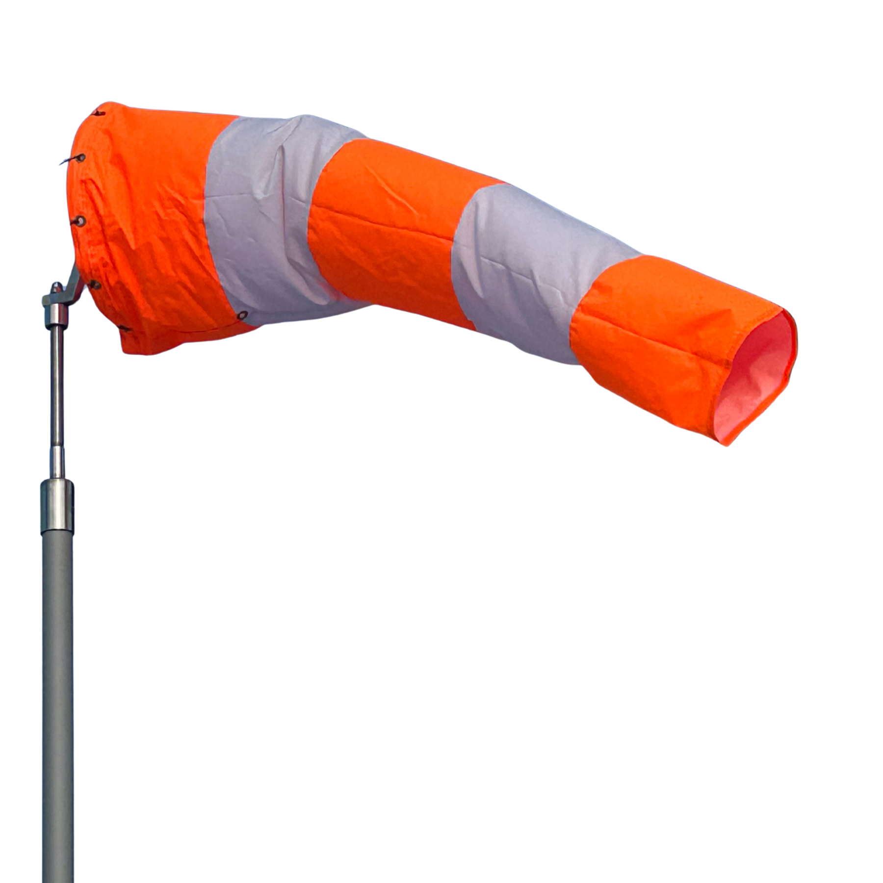 orange and white hi-vis aviation windsock for airports and heliports