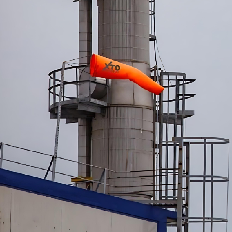 custom printed industrial rated windsocks for refineries and manufacturing facilities 
