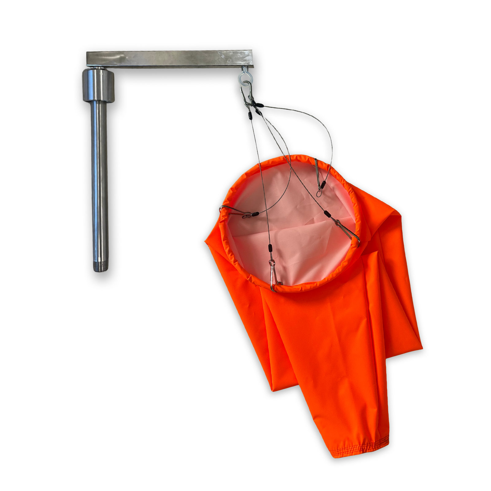 heavy duty hanging windsock with stainless steel pivot arm kit for industrial use 