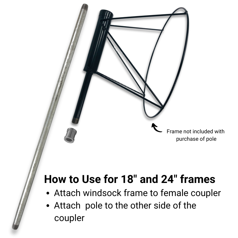 Pole for mounting windsock frames