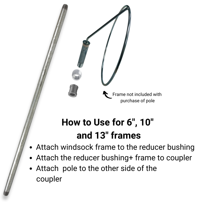 Pole for mounting windsock frames
