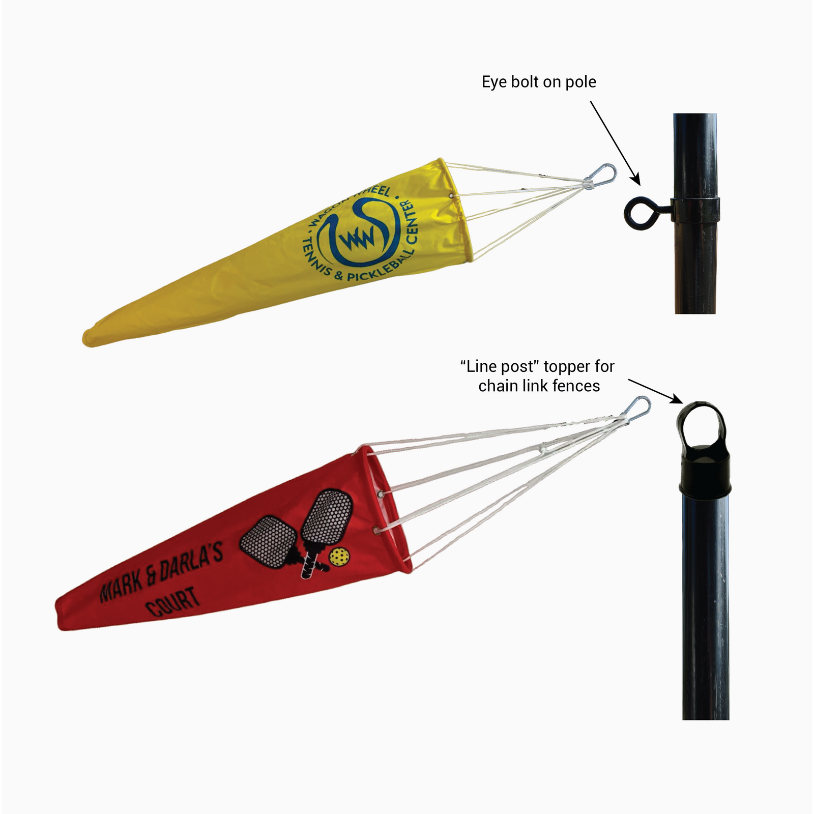 Mounting your lightweight windsocks onto a pole for installation infographic