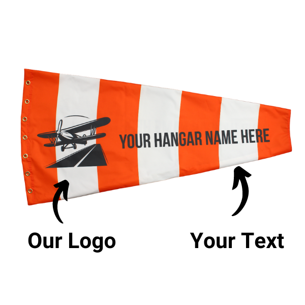 Personalized text aviation windsock - custom printed 