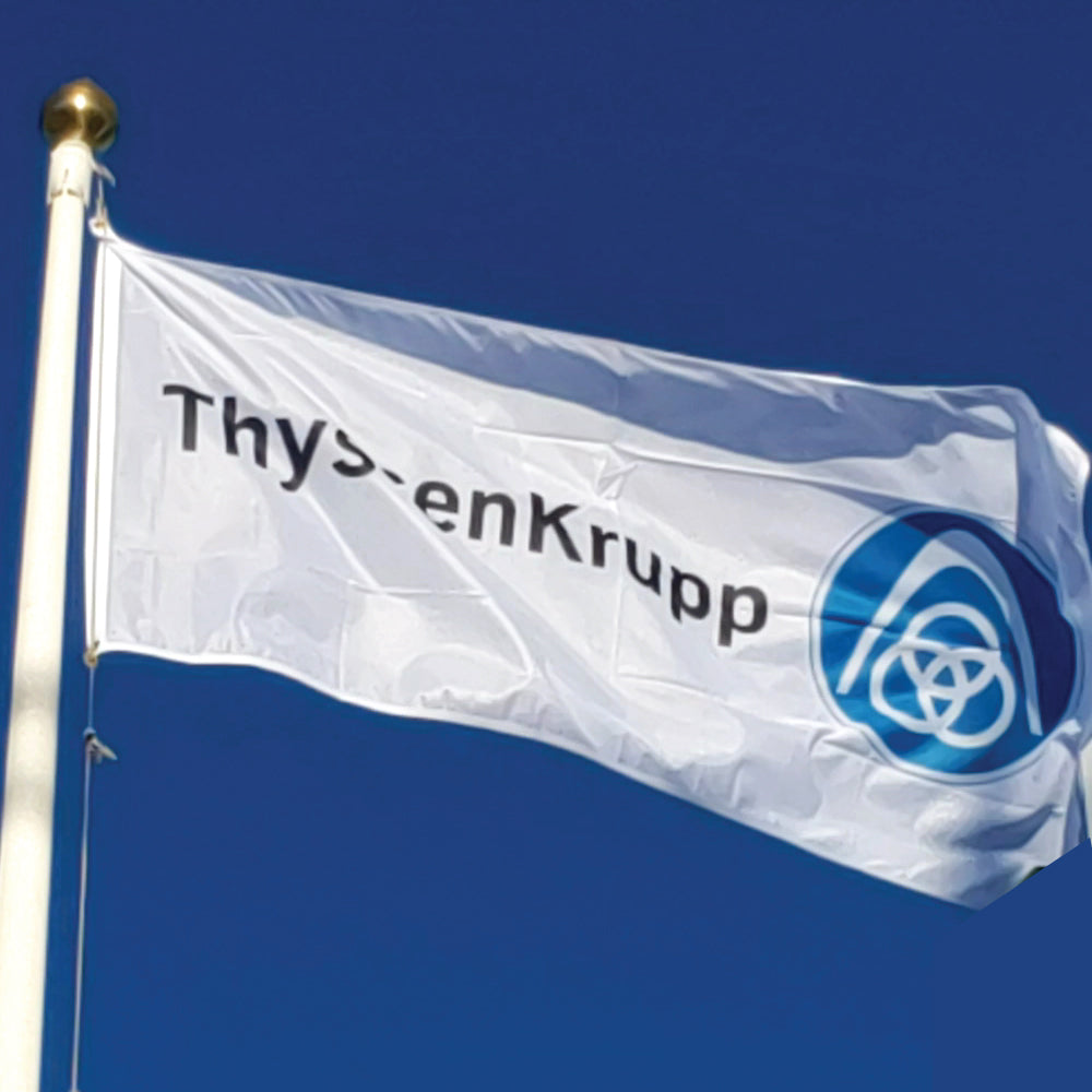 ThyssenKrupp Custom Flag Printed by The Custom Windsock Company