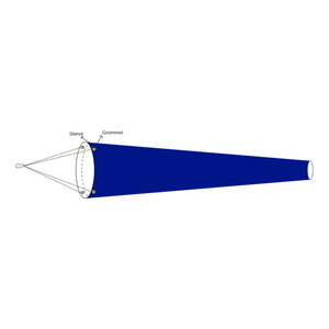 Blue Beach warning windsocks. Red, green, yellow and blue. Full colour logo customization for resorts, beach clubs, yacht clubs, marinas and more