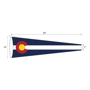 Colorado flag heavy duty windsock with full color print. Fire and water resistant