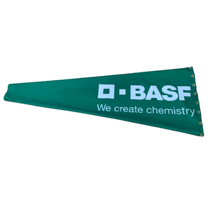 Custom printed construction windsock for site branding and to show wind direction and speed. Full color custom printed heavy duty construction windsock