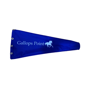 Custom Equestrian windsock for wind direction and air strips. Full color, custom printed, heavy duty windsock.