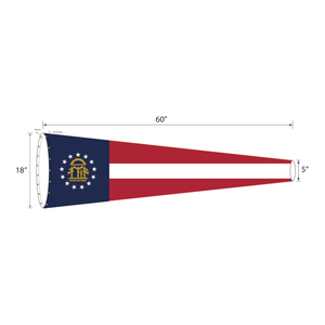 Georgia flag heavy duty windsock with full color print. Fire and water resistant