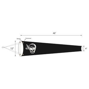Jolly Roger Pirate lightweight windsock. Great for farm, ranch and residential use.  Version 1
