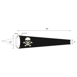 Jolly Roger Pirate lightweight windsock. Great for farm, ranch and residential use.  Version 3