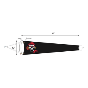 Jolly Roger Pirate lightweight windsock. Great for farm, ranch and residential use.  Version 5