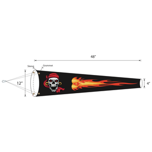 Jolly Roger Pirate lightweight windsock. Great for farm, ranch and residential use.  Version 8