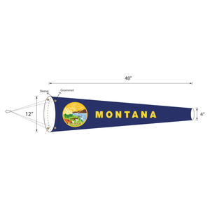 Montana windsock- Lightweight polyester with plastic ring and heavy duty rope and clips
