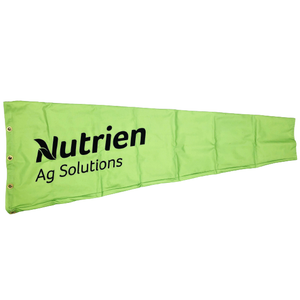 Custom agricultural windsock for crop dusting and air strips. Full color, custom printed, heavy duty windsock.