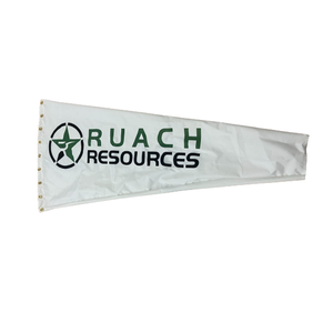 Oil and gas custom printed windsocks. Full color printed 600D PU polyester. Great for Rigs and Derricks and standalone poles on site to indicate wind direction and speed
