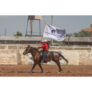 Rodeo Flag made by Custom windsock company. Rodeo Sponsorship, banner, youth rodeo