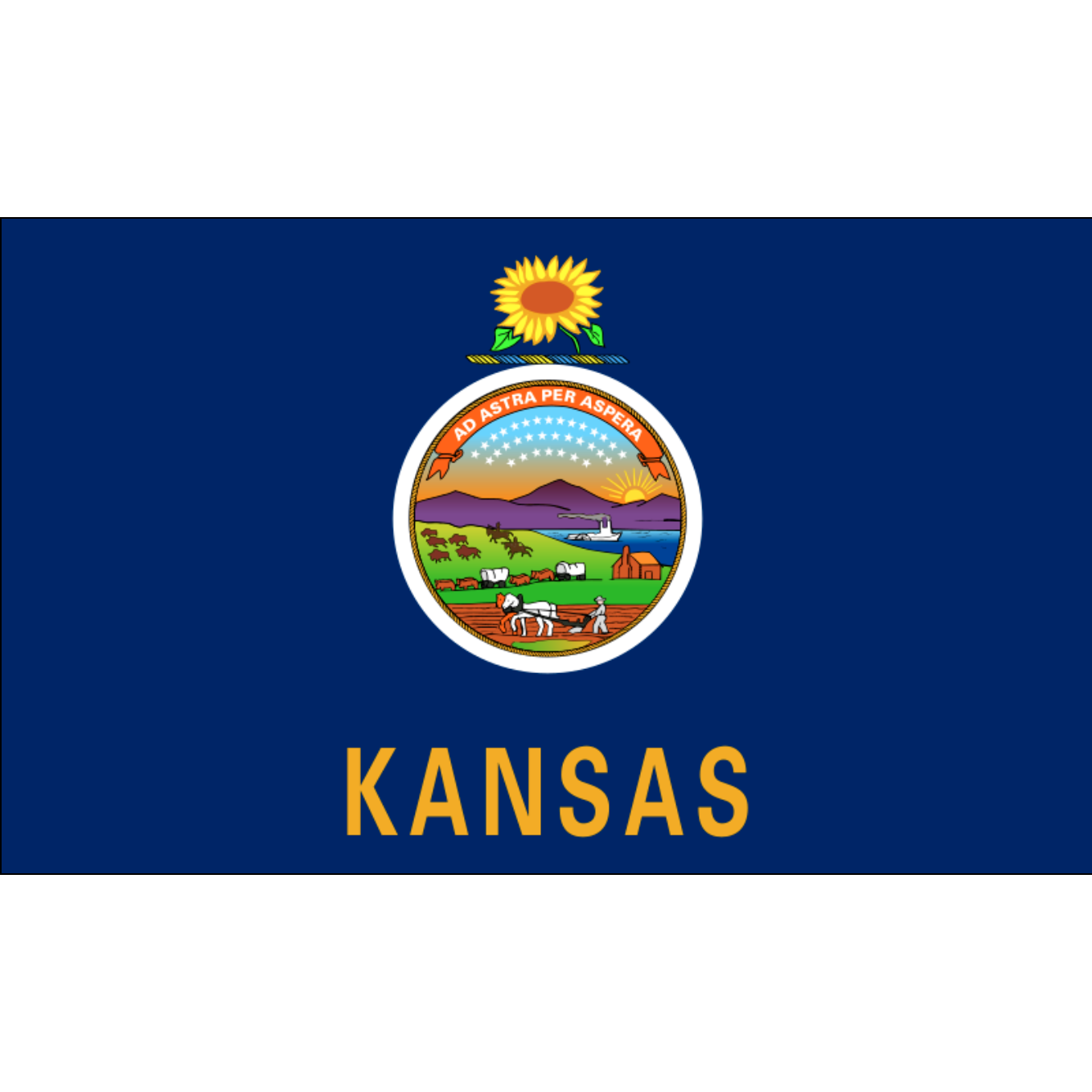 Flag of Kansas lightweight knitted polyester  made by the Custom Windsock Company