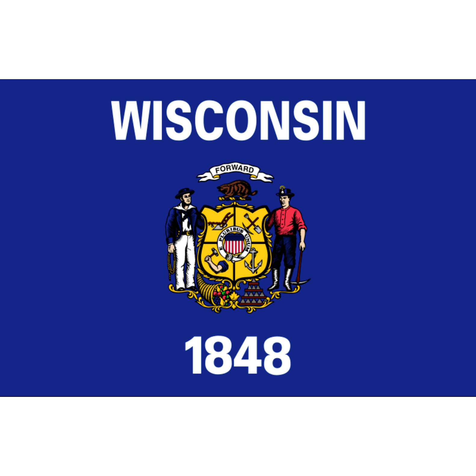 State of Wisconsin flag Lightweight Knitted Polyester  made by the Custom Windsock Company