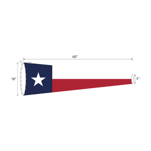Texas flag heavy duty windsock with full color print. Fire and water resistant