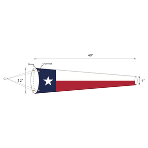 Texas windsock- Lightweight polyester with plastic ring and heavy duty rope and clips